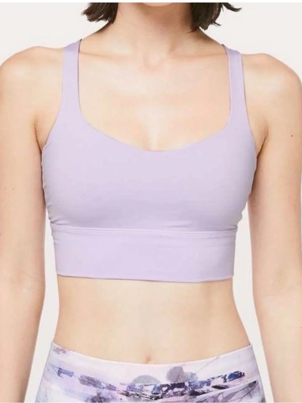 Lululemon Free To Be Serene Bra Long Line Lavender Purple Strappy Yoga Top 10